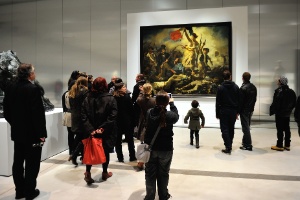 Obra-prima "A Liberdade Guiando o Povo", de Delacroix, na sucursal do Museu do Louvre em Lens, no norte da França - AFP PHOTO/ PHILIPPE HUGUEN